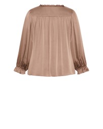 City Chic - Plus size Maia Ruffle V Neck Top - almond