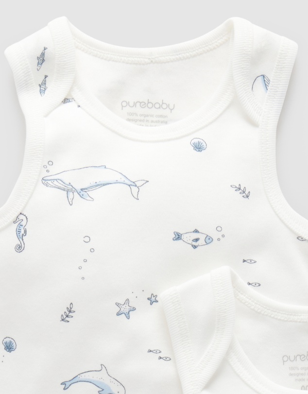 Purebaby - 2 Pack Singlet Bodysuit-Babies