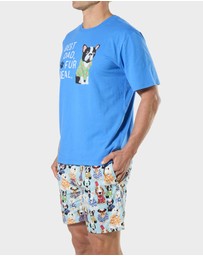 Mitch Dowd - Mitchdowd Mens Pyjama Set Best Dad Dog Print T-Shirt and Shorts