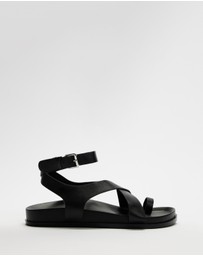 AERE - Leather Crossover Footbed Sandals