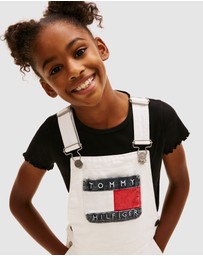 Tommy Hilfiger - Heritage Logo Pocket Denim Dungaree Dress - Kids
