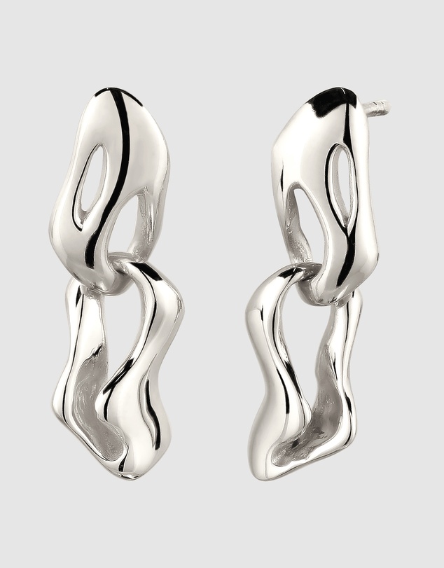 Elli Jewelry - Molten Link Stud Earrings in 925 Silver
