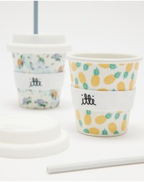 itti bitti - Set of 2 Reusable Bamboo Baby Cino Cup + 6 Straws - Pineapple & Crush