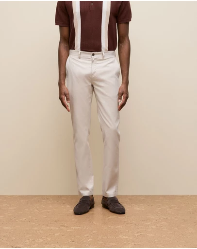 Trenery - Tailored Fit Dobby Twill Pant in Stone