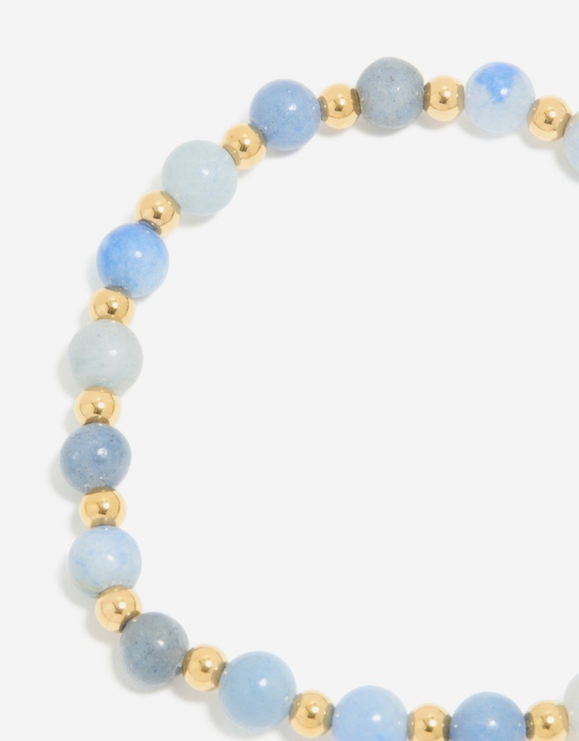 Lovisa - Waterproof Gold Plated Stainless Steel Blue Beaded Stretch Bracelet
