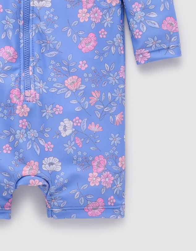 Purebaby - Printed Long Sleeve Rashie Sunsuit- Kids-Babies
