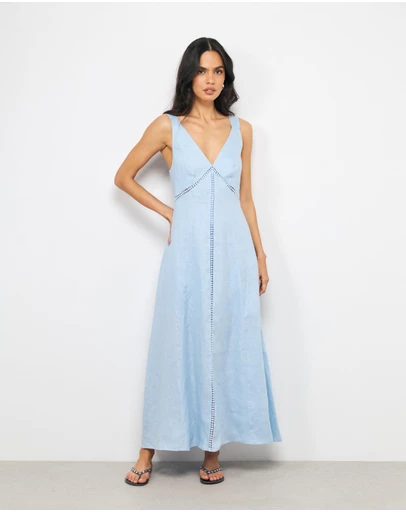 AERE - Tali Panelled V Neck Midi Dress