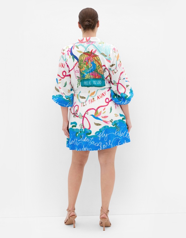 City Chic - Tahlia Spirit Print Mini Dress - White