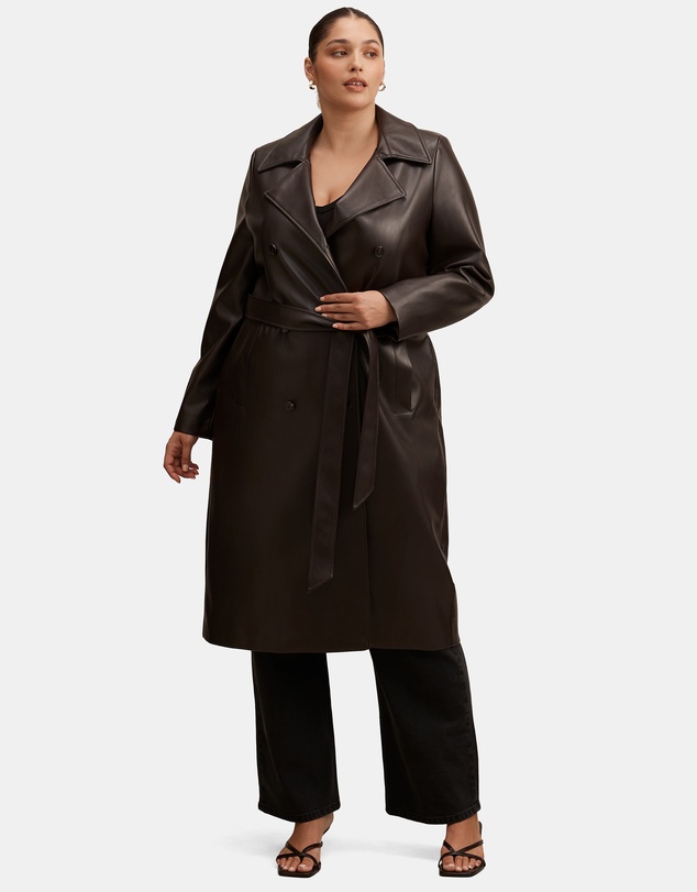 Forever New Curve - Sabina Curve Faux Leather Trench Coat