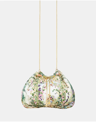 Camilla - Drawstring Pouch Bag With Chain Strap