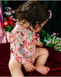 Fleur Harris - 'Woodland Love' Frill Bodysuit in Peach