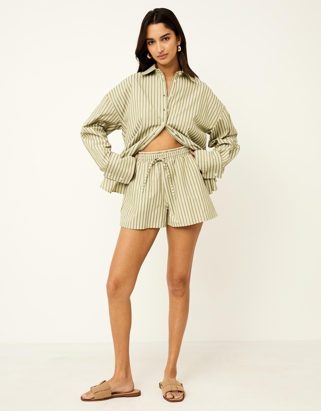 Dazie - Nina Stripe Double Waist Band Shorts