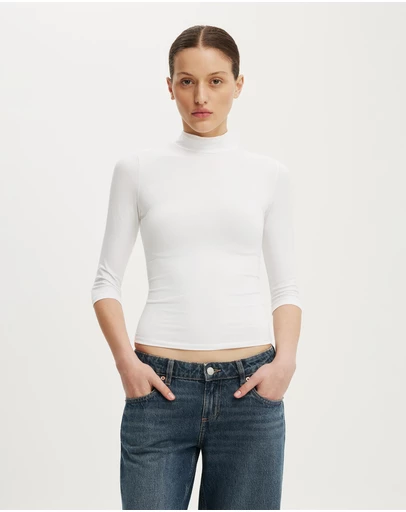 Cotton On - 90S Mock Neck 3/4 Sleeve