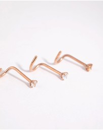 Lovisa - Rose Gold Surgical Steel Light Stone Nose Stud Pack