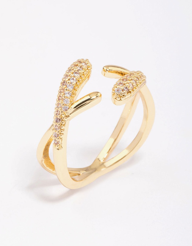 Lovisa - Gold Plated Pave Interlaced Ring