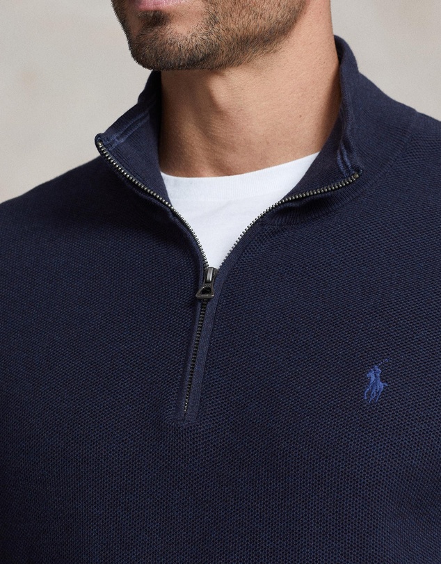 Polo Ralph Lauren - ICONIC EXCLUSIVE - Big & Tall Mesh-Knit Cotton Quarter-Zip Sweater