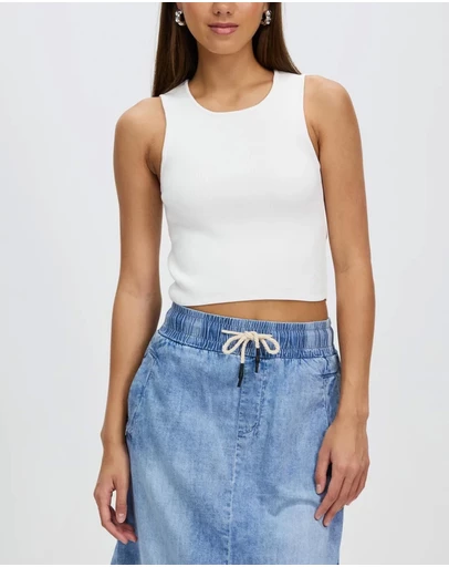 DRICOPER DENIM - Cami White Knit Top