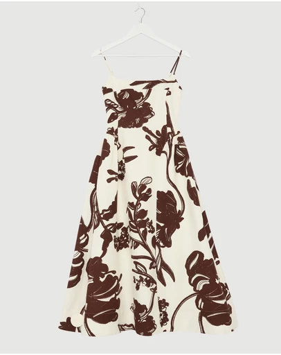Revibe - Repaired Shona Joy Emmett Square Neck Panelled Midi Dress - AU 6