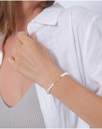 Elli Jewelry - Bracelet with Pearls Cross Crystals 925 Sterling Silver Gold-plated