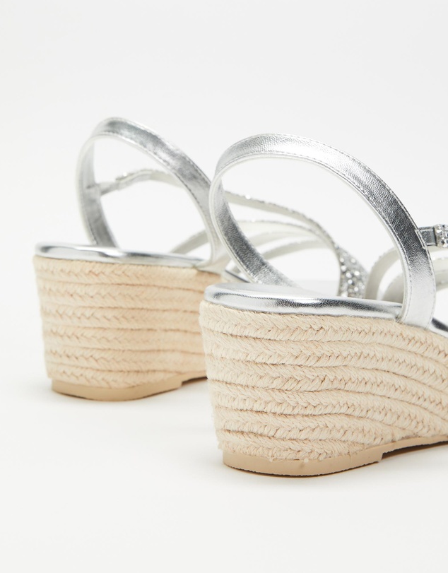 Holster - Party Espadrille Wedge with Jute - Silver - Women's