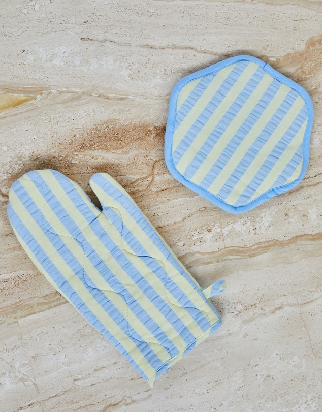 Mosey Me - Butter Blue Seersucker Oven Mitt