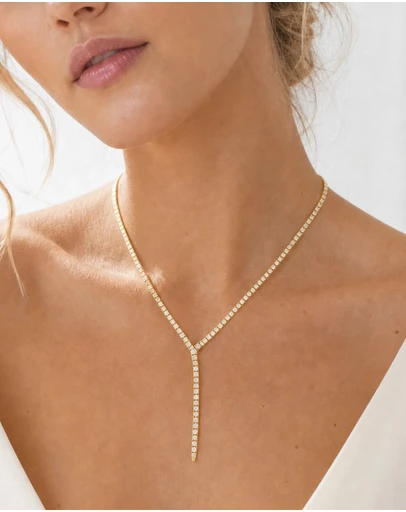 Izoa - Josephine Tennis Drop Necklace