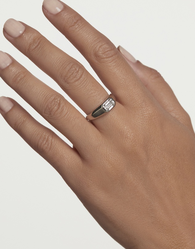 PDPAOLA - Octagon Shimmer Stamp Silver Ring