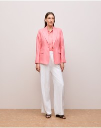 Trenery - Linen Twill Single Breasted Blazer in Pink Peony