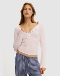 Cotton On Body - Super Soft Boat Neck Henley Long Sleeve Top