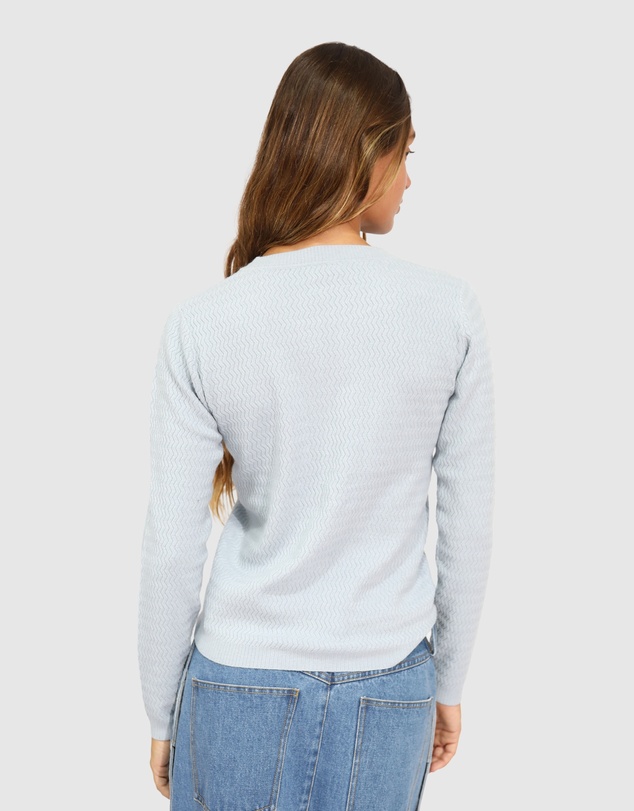 Belle & Bloom - Frankie Textured Kniteed Polo Long Sleeve Top