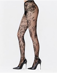 High Heel Jungle - Shadow Bloom Floral Fishnet Tights