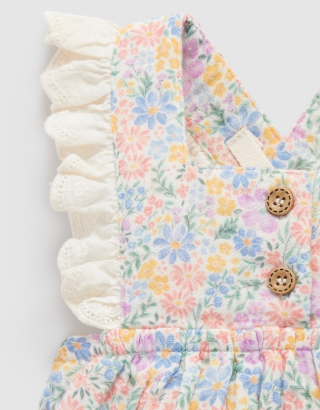 Purebaby - Floral Romper -Kids-Babies