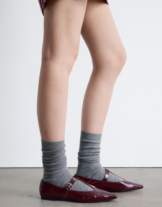 & Other Stories - T-Bar Leather Ballet Flats