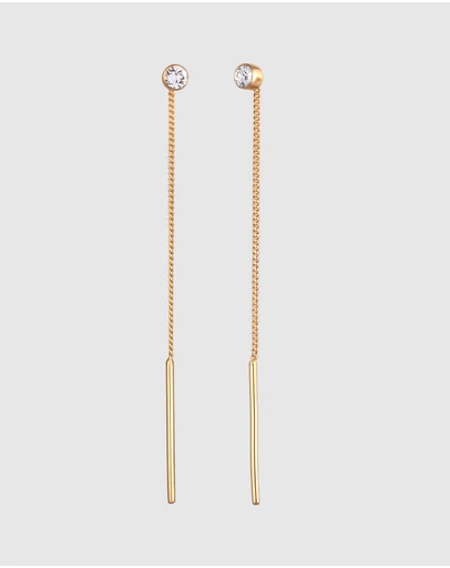 Elli Jewelry - Crystal Pull-Through Drop Earrings in Gold-Plated 925 Silver