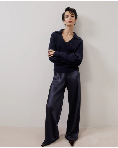 Trenery - Satin Bias Cut Pant in Night Sky