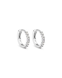 Michael Hill - 0.13 Carat TW Diamond Dot Dash Mini Hoop Earrings in 10kt White Gold