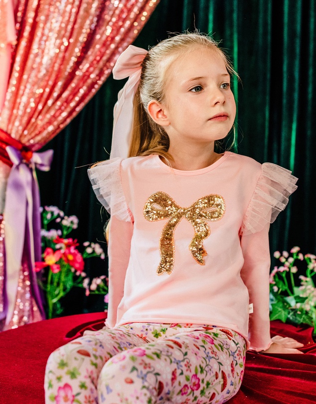 Fleur Harris - 'Days of Enchantment' Bow Tee in Peach