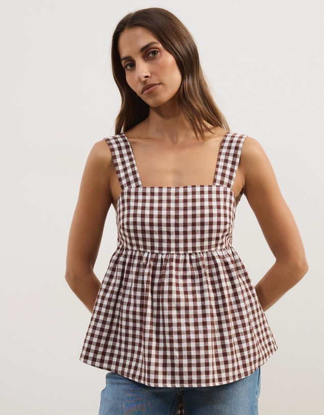 Atmos&Here - Billie Self Tie Gingham Top