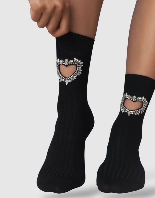 High Heel Jungle - Gem Crystal Heart Sock