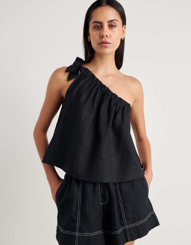 Jag - Ariel One Shoulder Linen Top