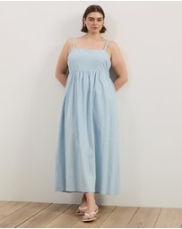 Atmos&Here Curvy - Alex Linen Blend Empire Waist Midi Dress