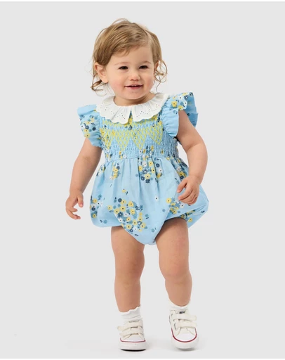 Goldie + Ace - Cotton Lani Shirred Romper - ICONIC EXCLUSIVE - Babies