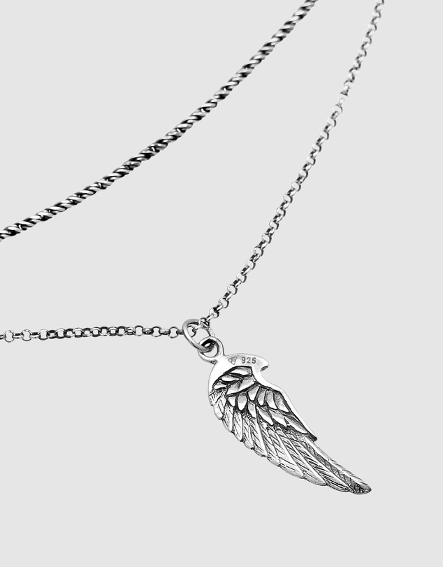 Kuzzoi - ICONIC EXCLUSIVE - Wings Pendant Necklace in Oxidised 925 Sterling Silver