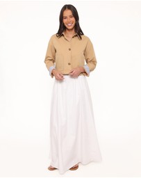 Petal & Pup - Mattie Cropped Trucker Jacket - Taupe