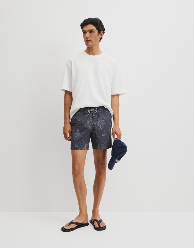 Country Road - Coastline Print Swim Straight Short