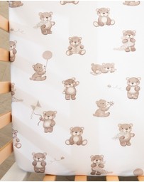 Living Textiles - 2 Pack Organic Cot Fitted Sheet - Cuddly Bear