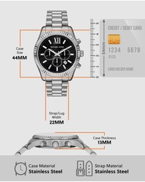 Michael Kors - Lexington Silver Tone Chronograph Watch