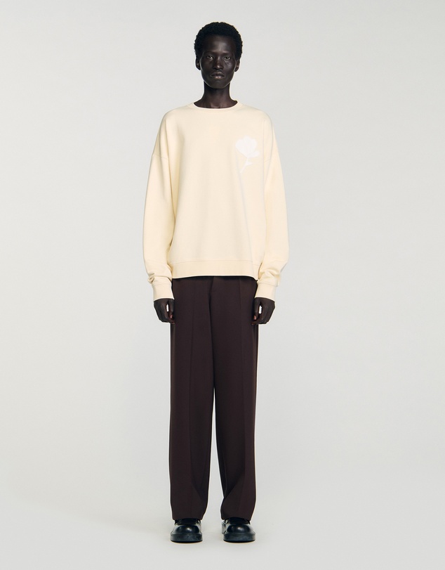 Sandro - Layered Flower Crewneck Sweatshirt