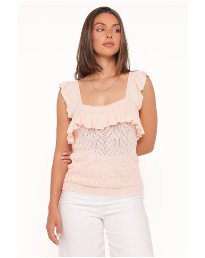 Petal & Pup - Felicia Lace Pointelle Top - Pale Pink