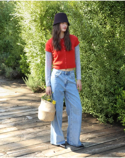 AERE - High Rise Wide Leg Jeans